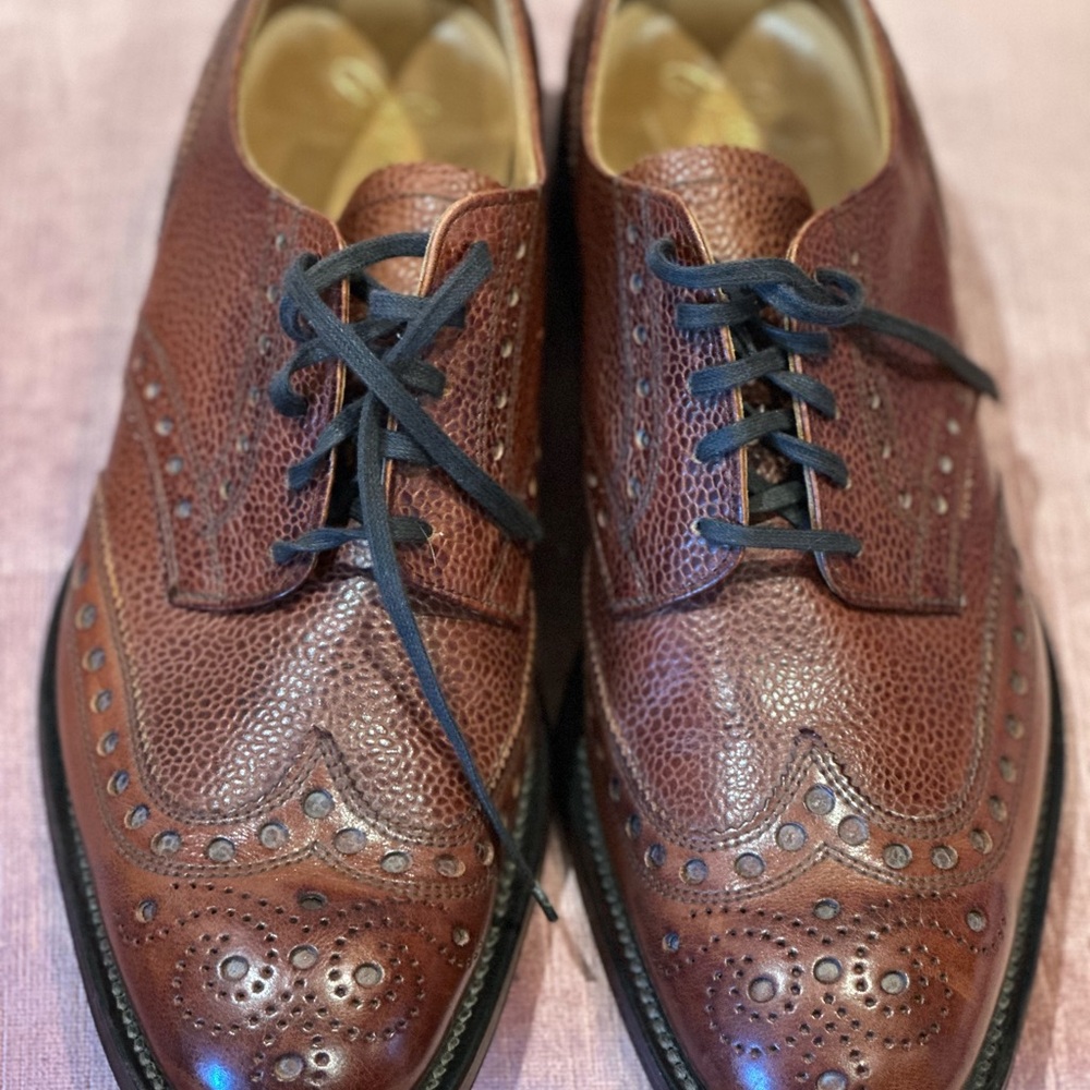 Brown Leather Oxford Wingtips with Brogue Detailing